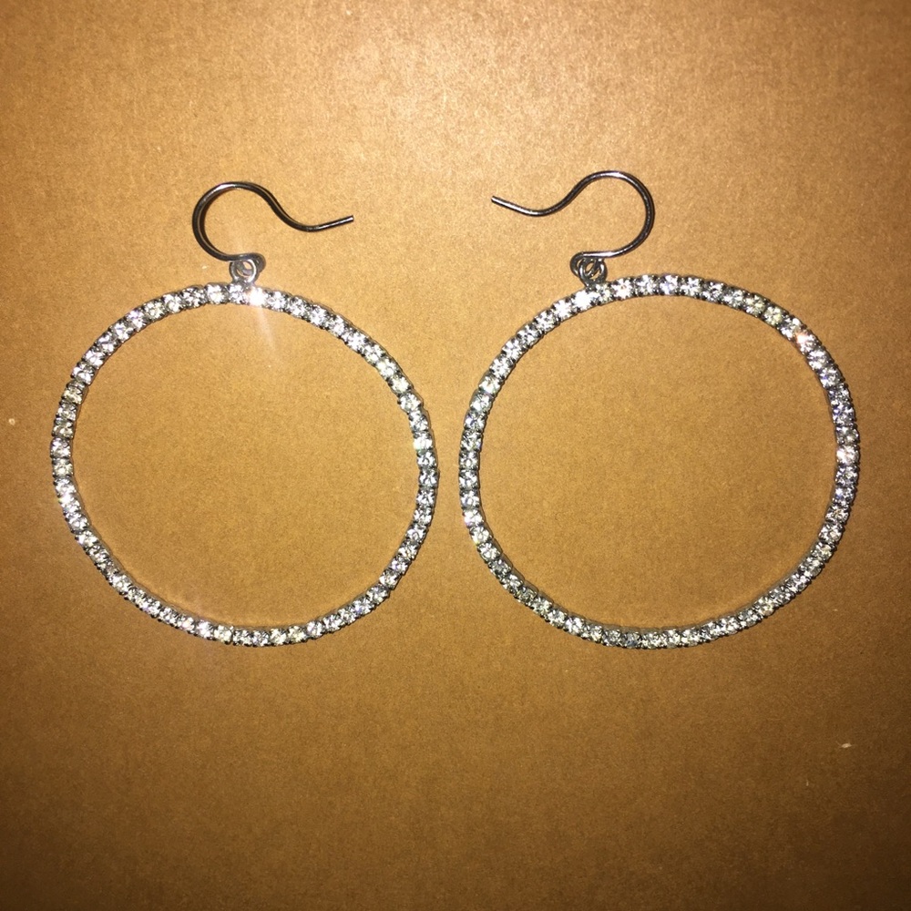 Elegant Crystal Rhinestone Drop Hoop Earrings